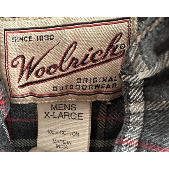 Woolrich Men's Button-Down Flannel Shirt Long Sleeve Gray Red Plaid Size XL - Picture 3 of 4